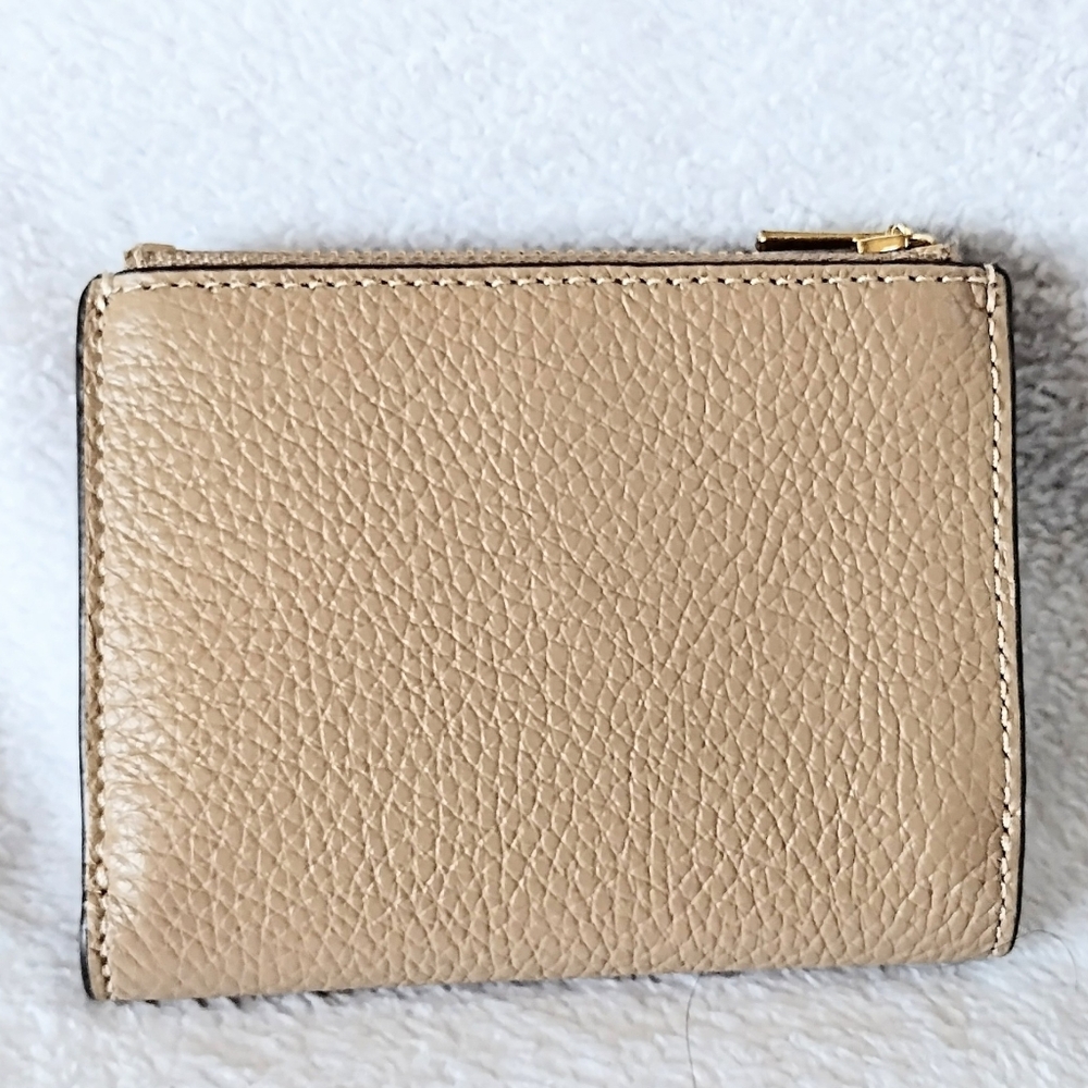 😍 Coach Mini Taupe Tan Refined Pebbled Leather Bifold Snap Wallet - Picture 7 of 11